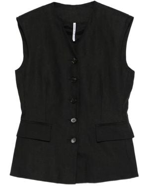 Liviana Conti Button-Up Flap-Pocket Gilet - Black