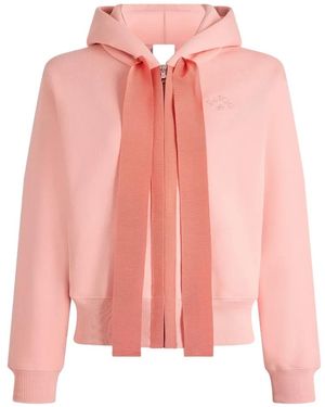 Patou Bow-Detail Zip-Up Hoodie - Pink