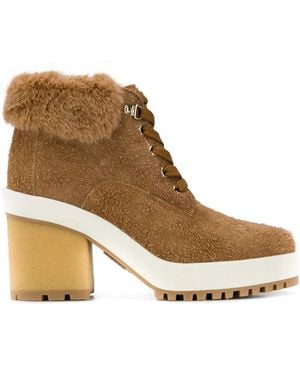 Hogan Faux Fur Ankle Boots - Brown