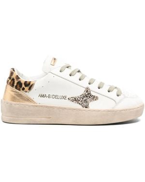 AMA BRAND Star-Embellishment Leopard Sneakers - Natural
