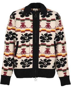 Nicholas Daley Cardigan Hibiscus En Maille Intarsia - Black