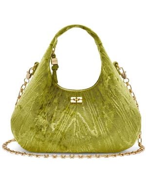 Ganni Logo-Plaque Shoulder Bag - Green