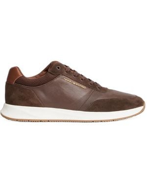 Tommy Hilfiger Panelled-Leather Sneakers - Brown