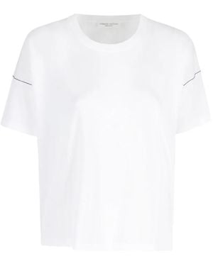 Roberto Collina Contrast-Stitch Dropped-Shoulder T-Shirt - White