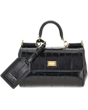 Dolce & Gabbana Sicily Panelled Leather Tote Bag - Black