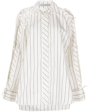 Palmer//Harding Stripe-Print Lace-Up Shirt - White