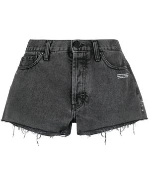 Off-White c/o Virgil Abloh Raw-Edge Logo Denim Shorts - Gray