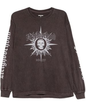 Neighborhood Skull Graphic T-Shirt - Brown