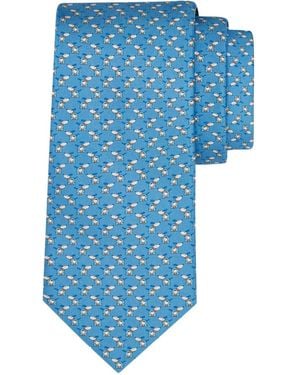 Ferragamo Zijden Stropdas Met Patroon - Blauw
