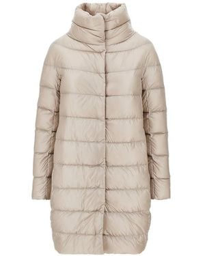 Herno Dora Quilted Funnel-Neck Coat - Natural