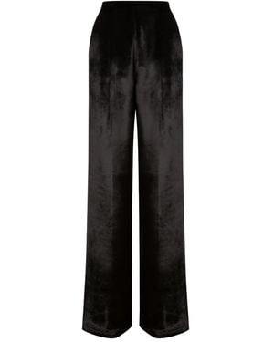 Alberta Ferretti Satin High-Waisted Trousers - Black