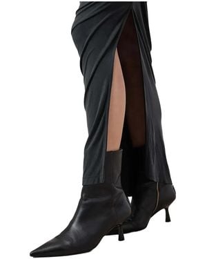 AllSaints Cross-Neckline Gathered Dress - Black