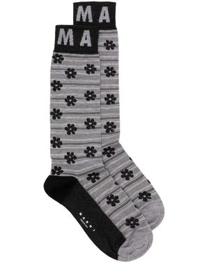 Marni Calcetines con motivo floral en jacquard - Gris