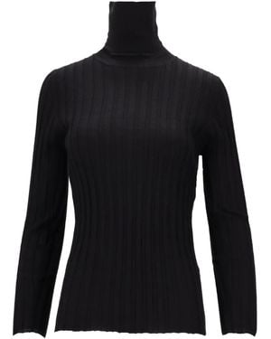 LA ROSE High-Neck Ribbed Top - Black
