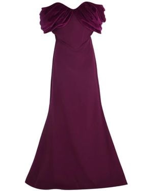 Rhea Costa Ivonna Velvet-Detail Maxi Dress - Purple