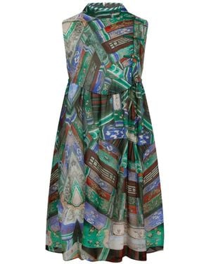 Hui Milano Vestido Magnolia Con Estampado Gráfico - Azul