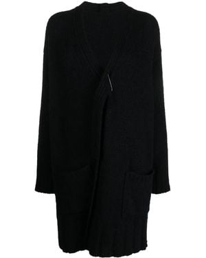Yohji Yamamoto Asymmetric V-Neck Cardi-Coat - Black