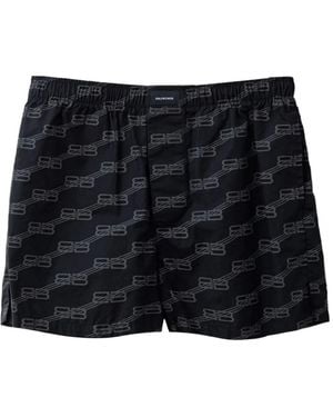 Balenciaga Pantaloncino Shorts Con Logo Allover - Black