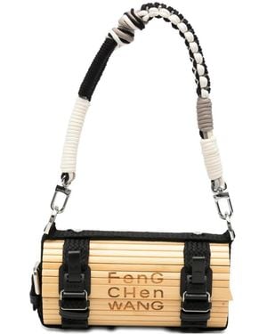 Feng Chen Wang Bamboo-Slat Buckled Clutch Bag - White