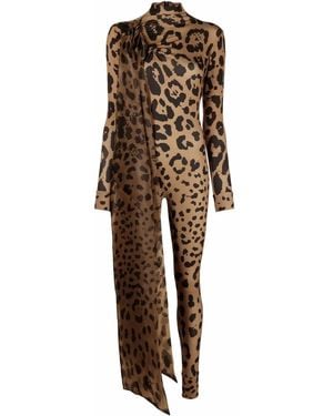 Atu Body Couture Leopard-Print Bodycon Jumpsuit - Natural