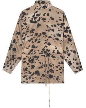 Aeron Ocelot-Print High-Neck Top - Brown