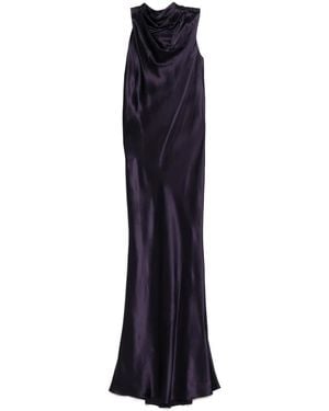 Michelle Mason Ruffle Bias Gown - Blue