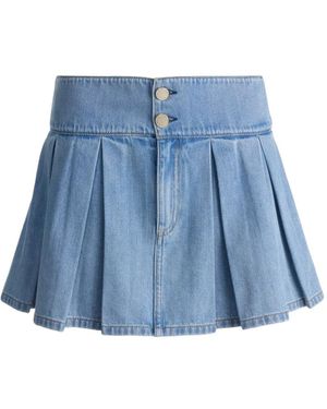 Alice + Olivia Amy Pleated Denim Mini Skirt - Blue