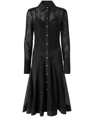 Pinko Lace Midi Shirt Dress With Inserts - Black