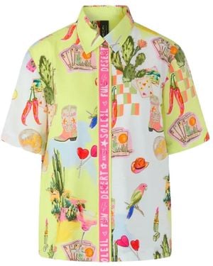 Marc Cain Graphic-Print Short-Sleeve Blouse - Grey