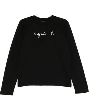 agnès b. Logo-Print Sweater - Black