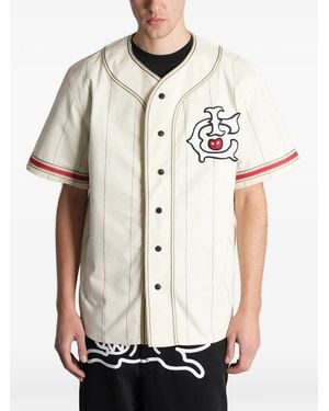 ICECREAM Pinstripe Logo-Patch Jersey Shirt - Natural