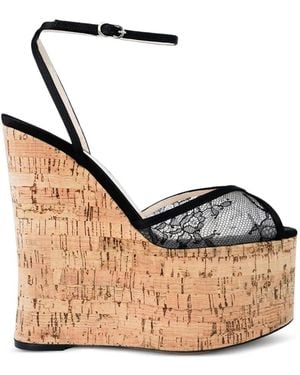 Andrea Wazen 150Mm Bardot Wedge Sandals - Natural