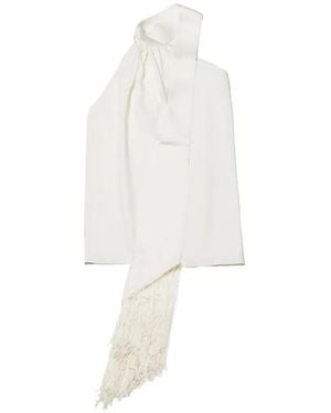 Taller Marmo Astor Fringe-Trimmed One-Shoulder Top - White