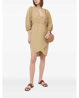 Notes Du Nord Puff-Sleeve V-Neck Dress - Natural