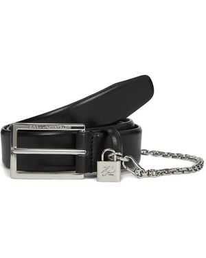 KARL LAGERFELD Buckle Padlock-Detail Belt - White