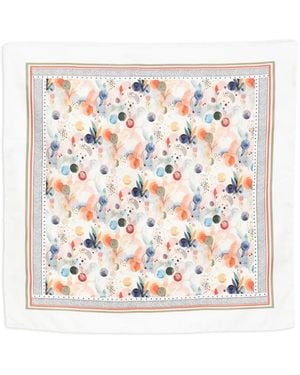 D'Aniello アブストラクトパターン シルクスカーフ - ホワイト