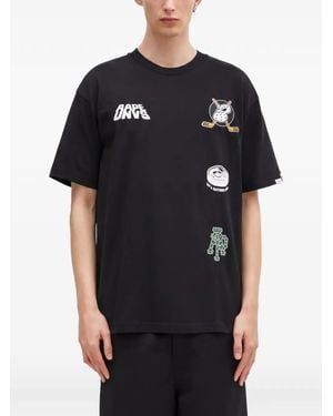 Aape By A Bathing Ape Graphic-Print Crew-Neck T-Shirt - Black