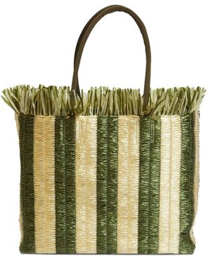 Rodebjer Große Lidiya Tote Bag mit Fransen - Grün