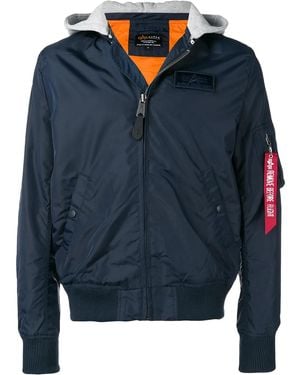 Alpha Industries Bomber Jacket With A Hood - Blue