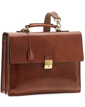 The Bridge Leather Push-Lock Briefcase - Brown