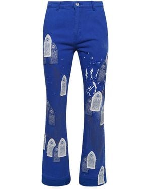 Who Decides War Straight Jeans Met Borduurwerk - Blauw