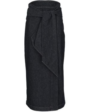 Emporio Armani Tie-Waist Wrap Midi Skirt - Black
