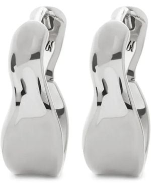 Monica Vinader Medium The Wave Hoop Earrings - White