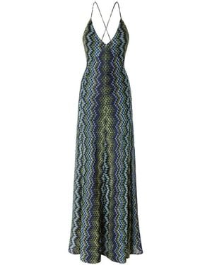 Missoni Long Viscose Dress With Snake Motif - Blue