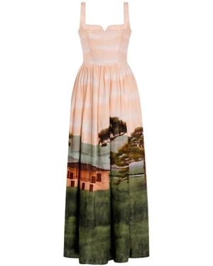 Agua Bendita Robe Longue Jaspe Sans Manches - White