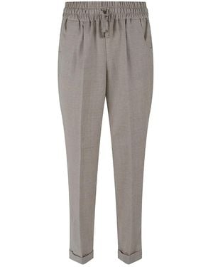 Kiton Elasticated-Waist Check-Pattern Trousers - Grey
