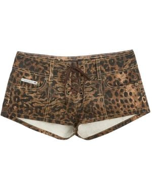 Juicy Couture Animal-Print Lace-Up Shorts - Brown