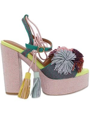 Kurt Geiger Pom Pom-Tie Platform Sandals - Green