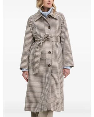 Barbour Beatrix Check Belted Trench Coat - Gray
