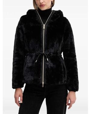 Geox Kaula Hooded Faux Fur Jacket - Black